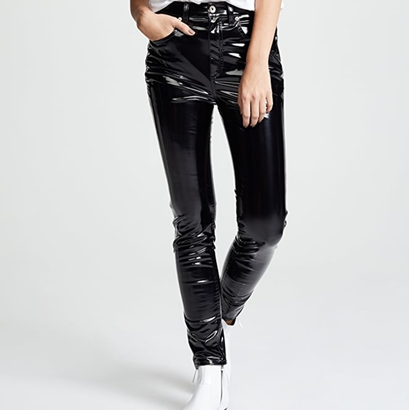 Rag & Bone Black Vinyl Skinny Pants NWT size 28 - Picture 2 of 13